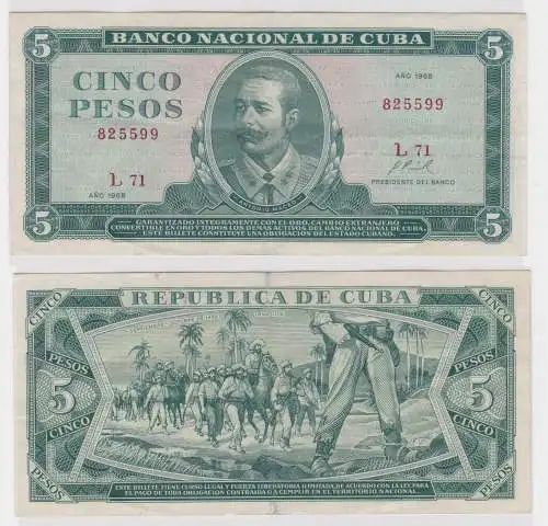 5 Pesos Banknote Cuba Kuba 1968 Antonio Maceo Pick 103 (153524)