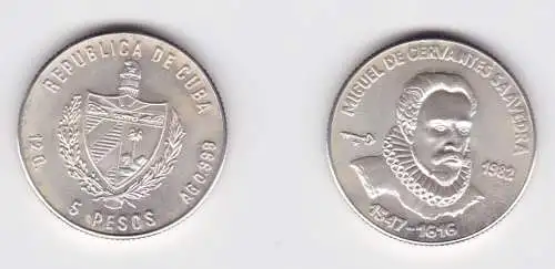 5 Pesos Silber Münze Kuba Cuba 1982 Miguel de Servantes (2/5/171786)