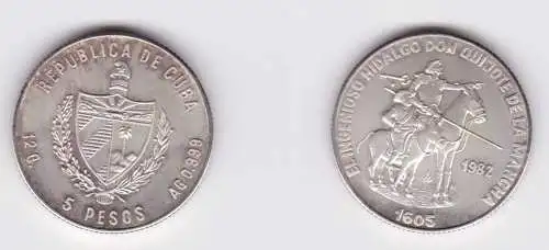 5 Pesos Silber Münze Kuba Cuba 1982 Don Quijote de la Mancha (2/5/171160)