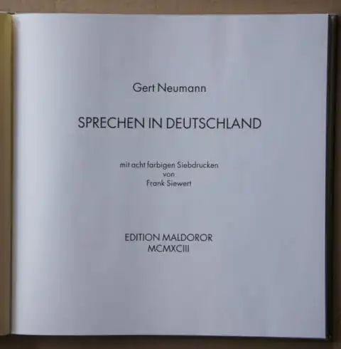 Gert Neumann: Parlez en Allemagne.