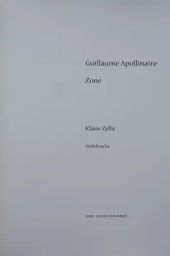 Apollinaire Guillaume: Zone.