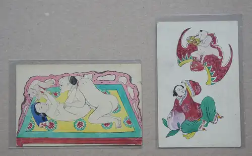 Ansichtskarten | Erotika | China: Sammlung von 10 erotischen handgemalten Postkarten. 
