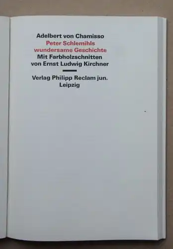 Chamisso Adelbert von: Peter Schlemihls wundersame Geschichte.