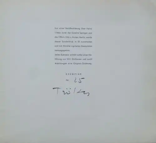 Heinz Trökes - Ausstellungskatalog mit einer signierten Original Zeichnung von Heinz Trökes
