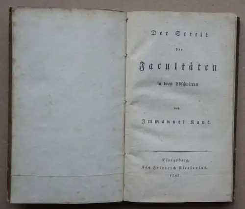 Kant, Immanuel: Der Streit der Fakultäten in drey Abschnitten.