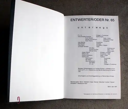 Warnke, Uwe (Hrsg.): Entwerter/Oder Nr. 65 | Thema: Unterwegs 