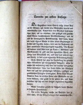 (Lenhosseck, Michael von): (Darstellung des menschlichen Gemüths in seinen Beziehungen zum Geistigen und Leiblichen Leben.).