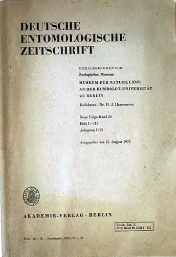 Hannemann, Hans Joachim: Deutsche Entomologische Zeitschrift. Neue Folge Band 20, Heft I - III.