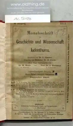Frankel, Z. und H. Graetz (Hrsg.): Monatsschrift für Geschichte und Wissenschaft des Judentums. 38.Jahrgang, 1893/94.