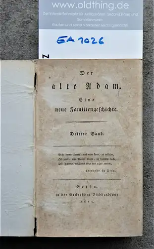 Ben (t)zel-Sternau, Karl Comte de: l'ancien Adam. Une histoire de famille. Troisième [et] quatrième volume.