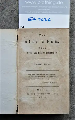 Ben(t)zel-Sternau, Karl Graf von: Der alte Adam. Eine Familiengeschichte. Dritter [und] vierter Band. 