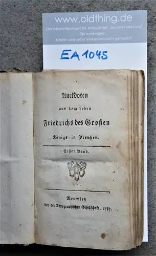 Ysenburg von Buri, Ernst Carl Ludwig: Anecdotes de la vie de Friedrich le Grand Roi en Prusse.