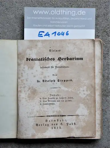 Steppes, Adolph: Herbarium dramatique, spécialement pour les scènes privées.