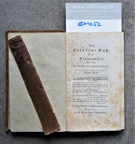 Ben (t)zel-Sternau, Karl Graf, de: L'invité de pierre. Biographie. De l'auteur du veau d'or. Troisième volume.