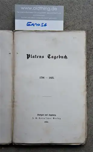 Platen, août: Journal de Platens. 1796-1825.