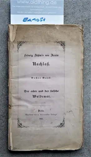 Arnim von, Achim Ludwig: scène de Louis Akhim d'Arnima. Troisième volume. Le vrai et le faux Waldemar.