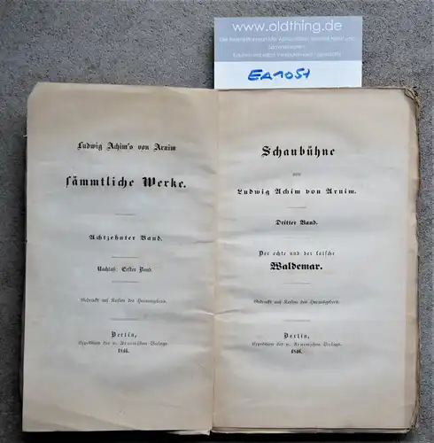 Arnim von, Achim Ludwig: scène de Louis Akhim d'Arnima. Troisième volume. Le vrai et le faux Waldemar.