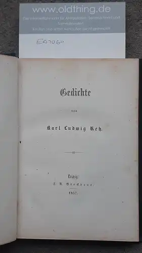Reh, Karl Ludwig: Des poèmes de Karl Louis Rech.