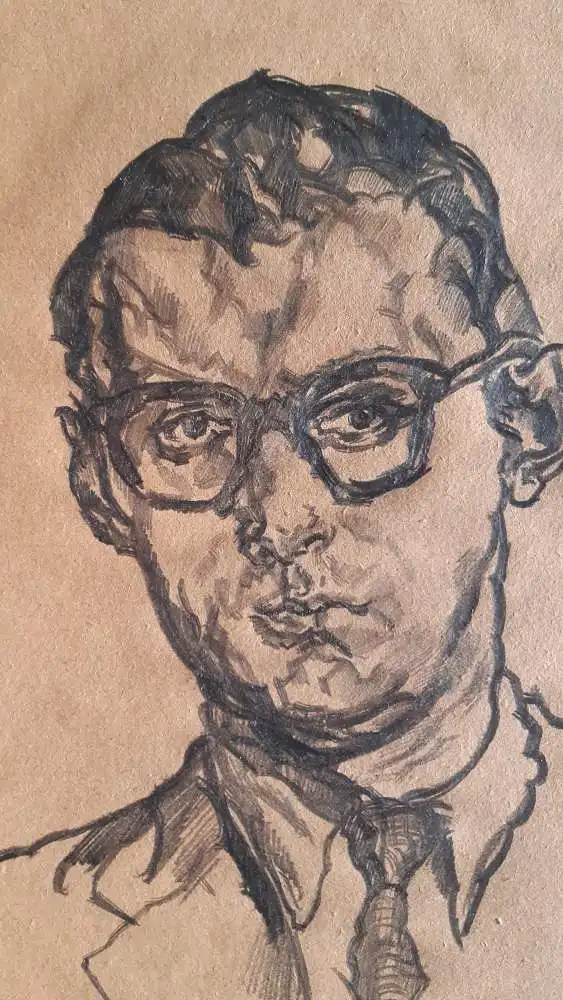 Oskar Kokoschka: Original Bleistiftzeichnung auf gegilbten Papier. 0