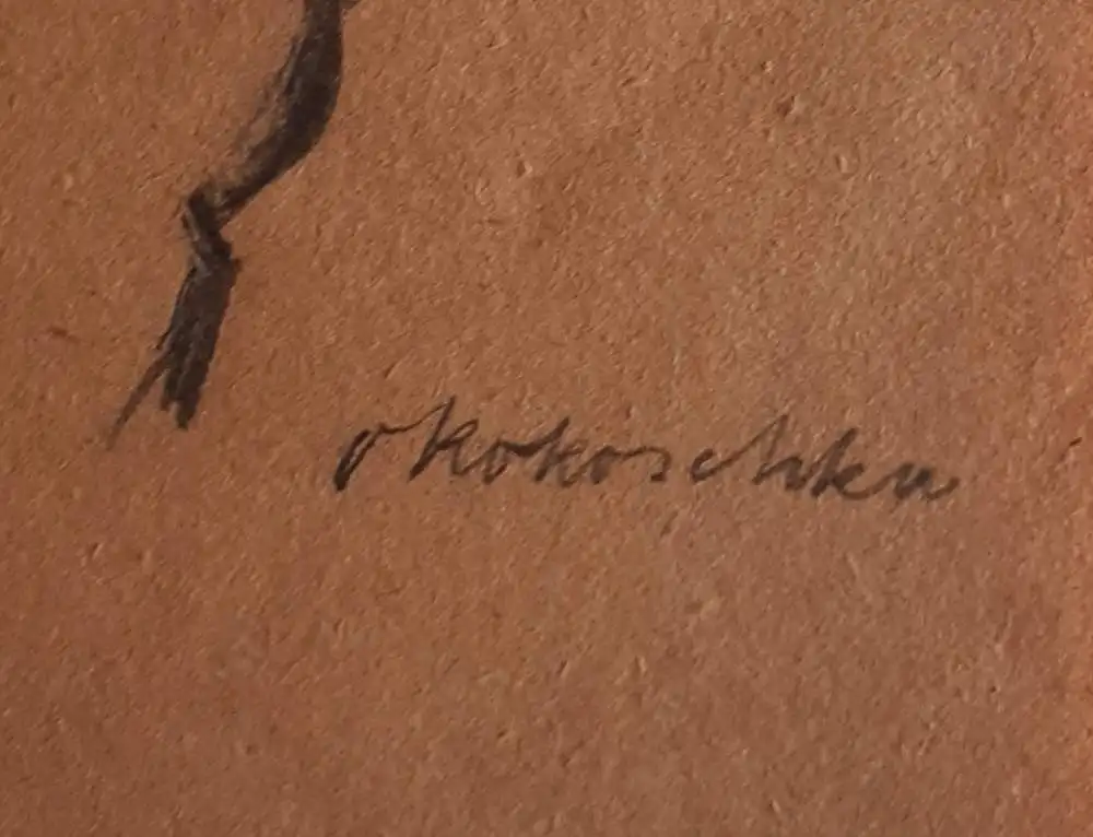 Oskar Kokoschka: Original Bleistiftzeichnung auf gegilbten Papier. 2