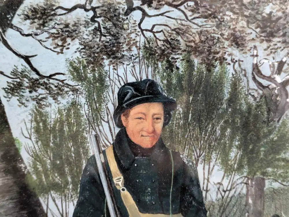 Winterliche Jagdszene - Kleines altmeisterliches Aquarell 1