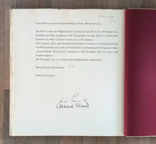 Schmidt, Arno: Tina oder Über die Unsterblichkeit. 