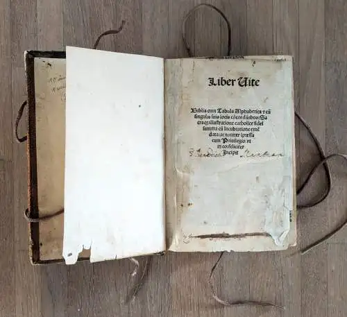 [Petrus Angelus, de Monte Ulmi]: Liber Uite : Biblia cum Tabula Alphabetica & cu[m] singulis suis locis co[n]corda[n]tibus, Sacraq[ue] illustratione catholice fidei summa cu[m] lucubratiione eme[n]data, ac nouiter i[m]pressa. 
