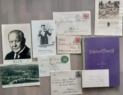 Umfangreiches - weitestgehend ungesichtetes - Ansichtskarten Konvolut von der Komponistenfamilie Johann Strauss III - nebst weiteren Artefakten aus dem Dunstkreis der Familie.