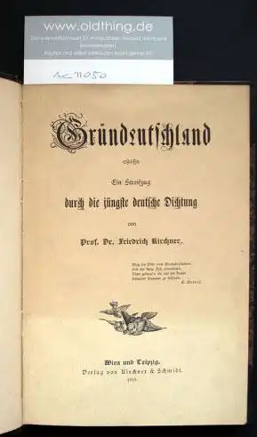 Kirchner, Friedrich: Gründeutschland. Ein Streifzug durch die jüngste deutsche Dichtung.