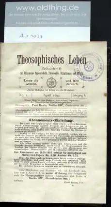 Raatz, Paul (Hrsg.): Theosophisches Leben. - 2.Jahrgang.