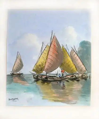 Indonesische Fischer - Originalaquarell