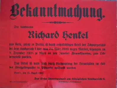 Plakat: Enthauptung Berlin 1909 0