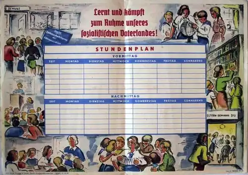 DDR Stundenplan - Lernt und kämpft zum Ruhme unseres sozialistischen Vaterlandes!