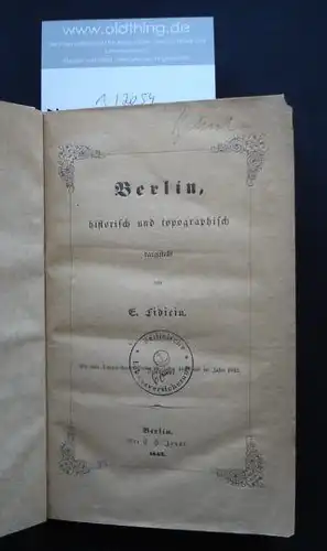 Fidicin, Ernst: Berlin, historisch und topographisch dargestellt.