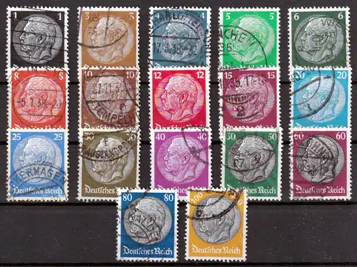 DR 512-528 Hindenburg-Medaillon komplett, rundgestempelt