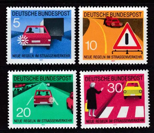 BRD 670-73 kpl. Satz Neue Verkehrsregeln, postfrisch **

