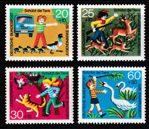 BRD 711-14 kpl. Satz Jugend: Tierschutz, postfrisch **
