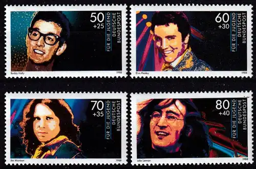 BRD 1360--63 kpl. Satz Jugend Rock-Pop Idole 1988, postfrisch **

