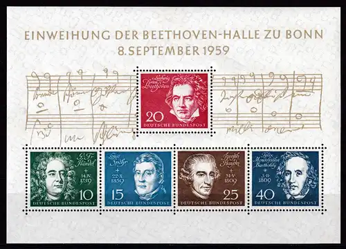 BRD 315-19 Block 2, 1959  Beethoven, postfrisch **
