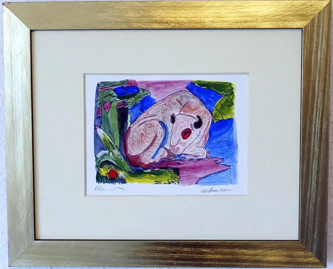 Zwei (2) Aquarelle nach Franz Marc. Nachkoloriert, Handarbeit, Unikate vom berühmten Appropriationskünstler Edgar Mrugalla (+2016), Hommage an Franz Marc von Mrugalla, mit Bleistift signiert.

Aus dem Nachlass eines verstorbenen Familienmitglieds. 2