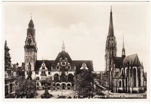 AK Duisburg, Hôtel de ville et église Salvator, peu.