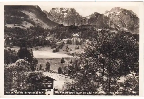 AK Ferien- Hospiz Berchtesgaden mit hohem Brett, gel. 1932