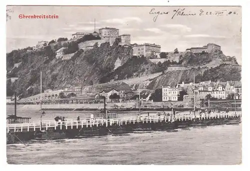 AK Festung Ehrenbreitstein, Bahnpost Zug-315, gel. 1906