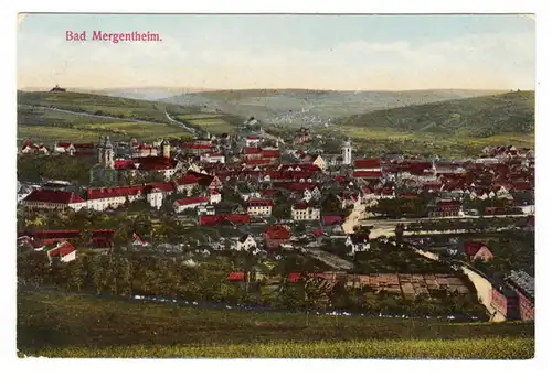 AK Bad Mergentheim Panoramaansicht, Feldpost, gel. 1917