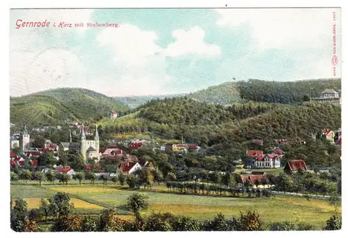 AK Gernrode i. Harz mit Stubenberg, gel. 1907