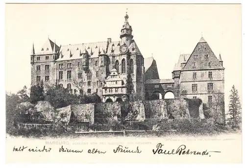 AK Marburg, Château vu du côté sud, gel.1907