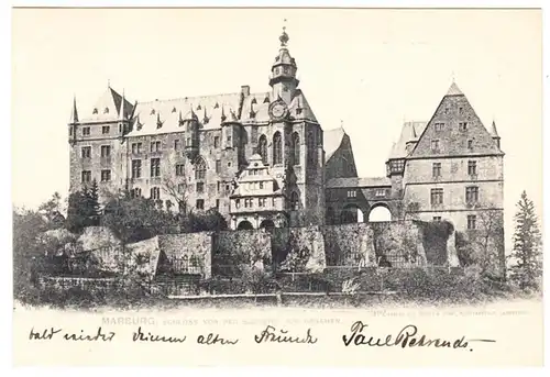 AK Marburg, Schloss von der Südseite aus gesehen, gel.1907