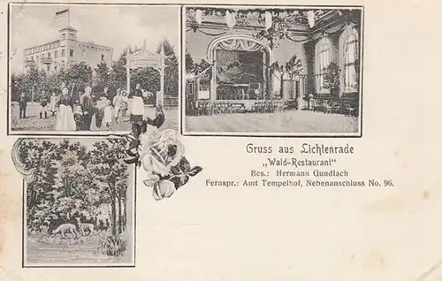 AK Gruss aus Lichtenrade, Wald- Restaurant, gel. 1908