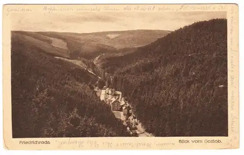 AK Friedrichroda, Blick vom Gofflob, Bahnpost, gel. 1921