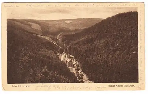 AK Friedrichroda, vue du Gofflob, poste ferroviaire, gel. 1921